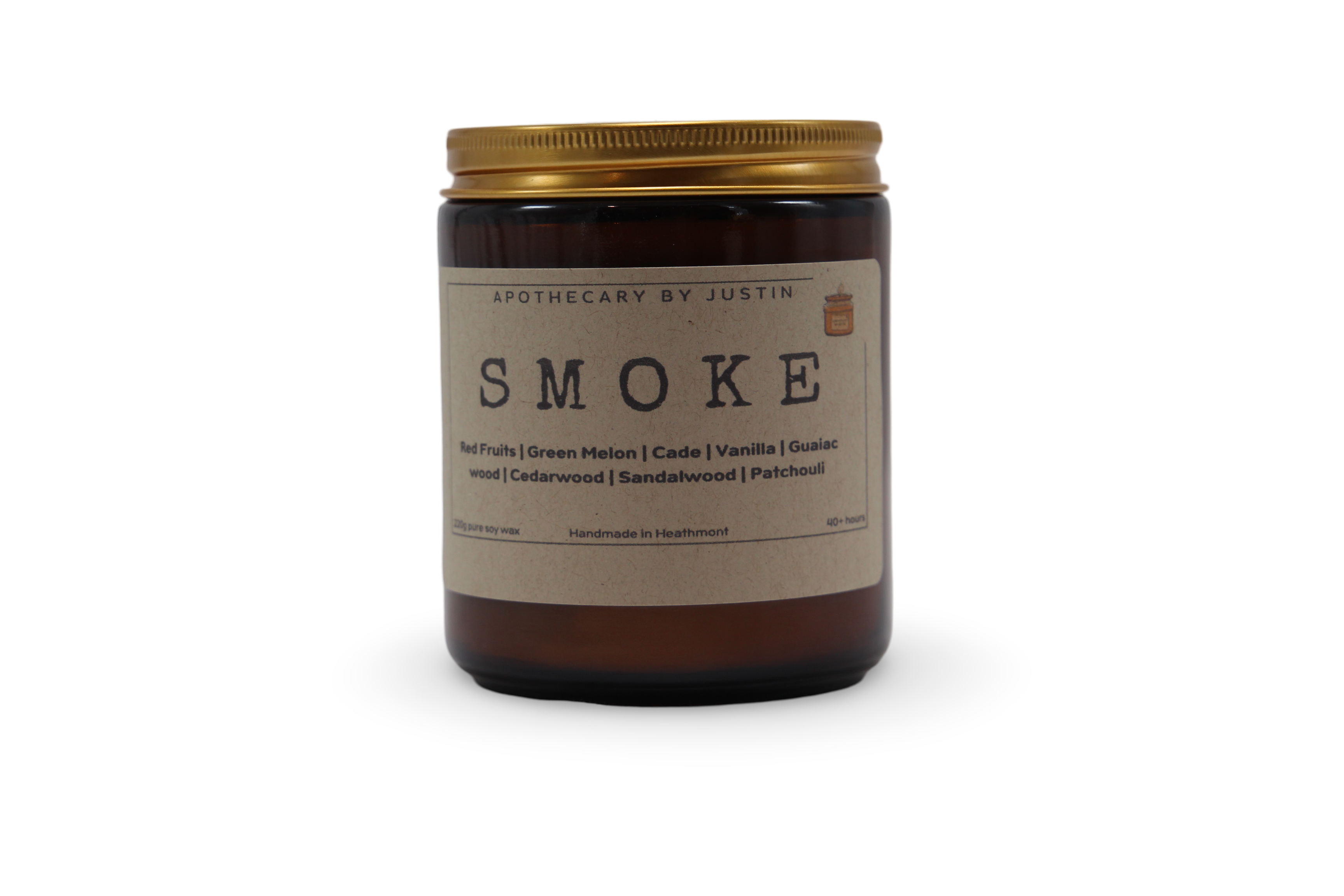 My Store additive-free soy wax candle in a jar with smoke scent including notes of green melon and cedarwood