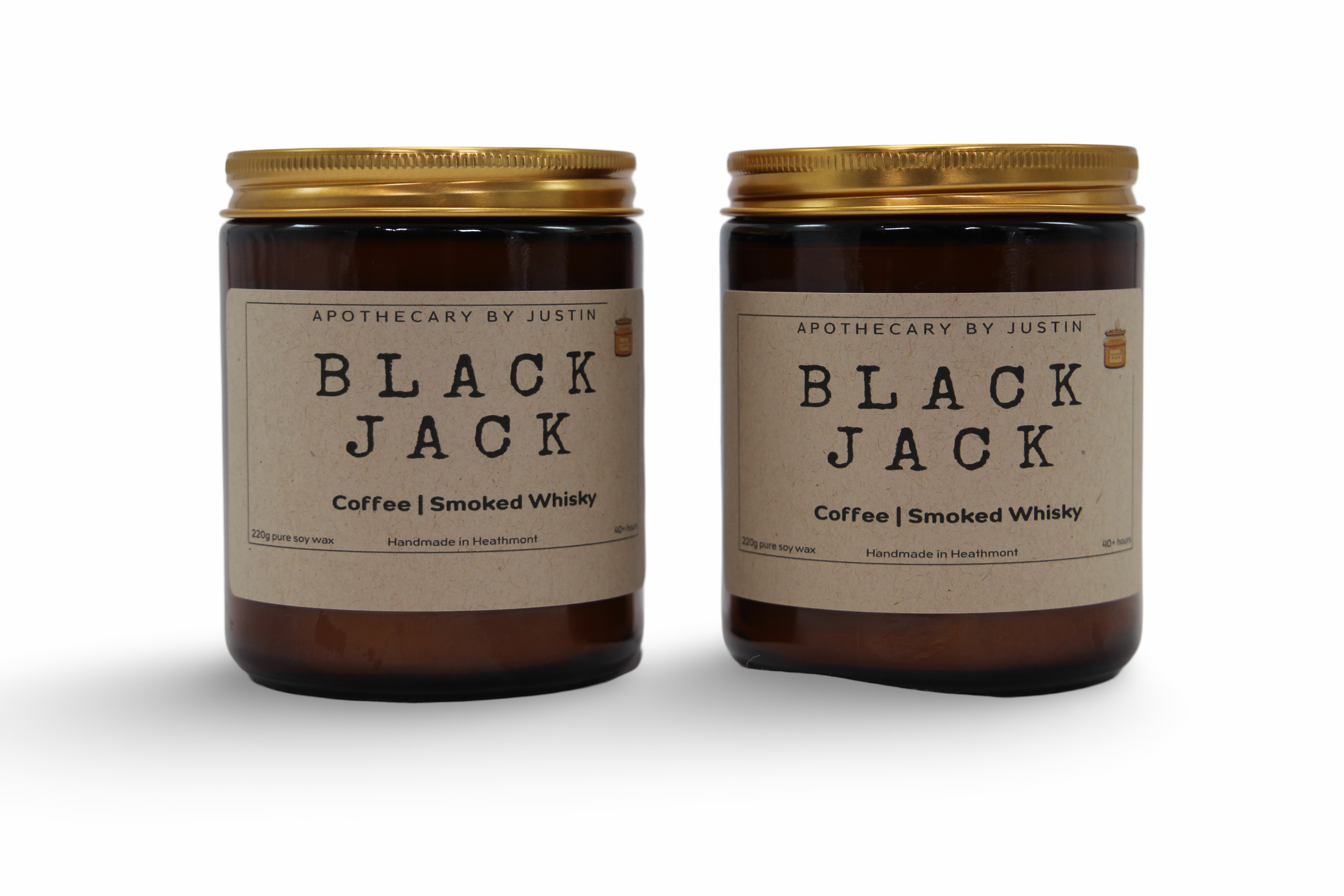 Coffee Whiskey Home Fragrance Candle in a stylish amber jar with a gold lid