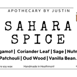 Hand-Poured Aromatherapy Candle in Sahara Spice scent with bergamot and patchouli for relaxation