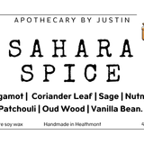 Hand-Poured Aromatherapy Candle in Sahara Spice scent with bergamot and patchouli for relaxation