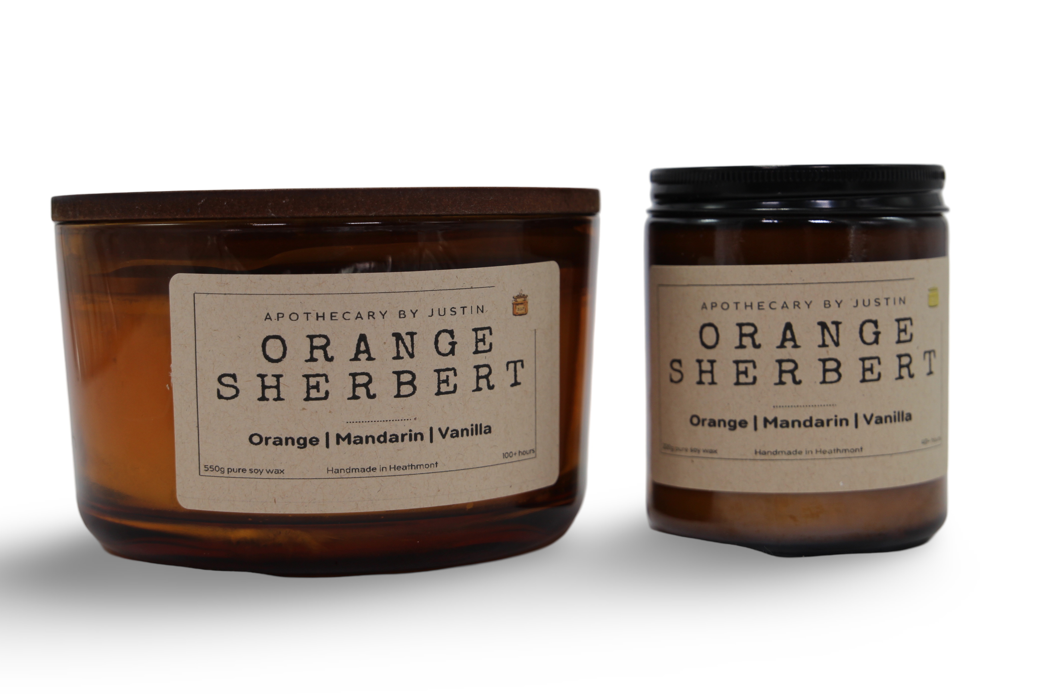 Vegan soy candle gift pack featuring Orange Sherbert scent with notes of mandarin and vanilla