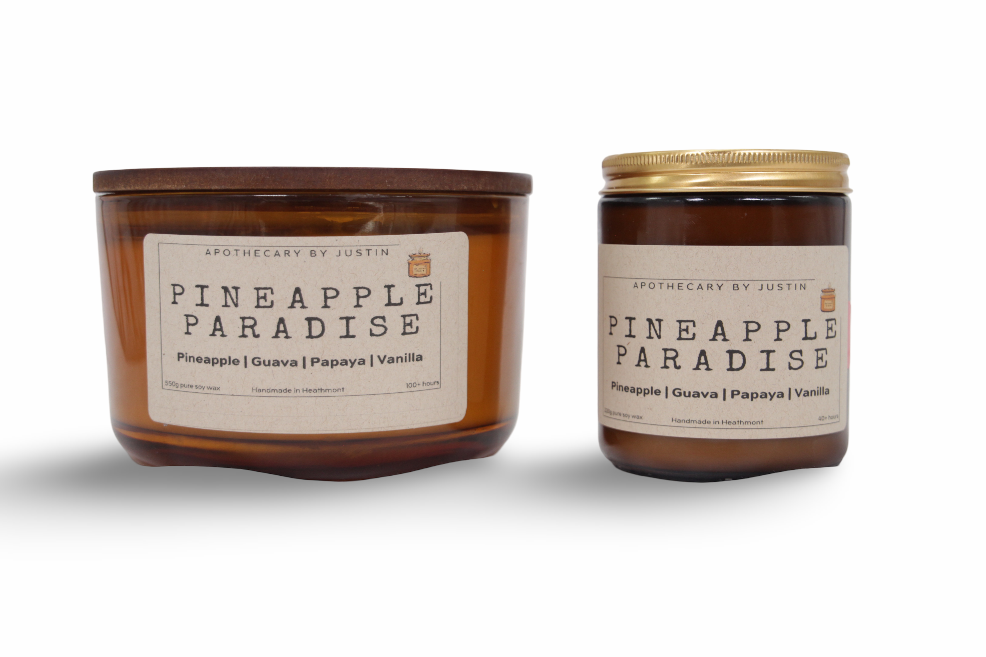 Pineapple Paradise vegan soy candle gift pack featuring guava, papaya, and vanilla scents