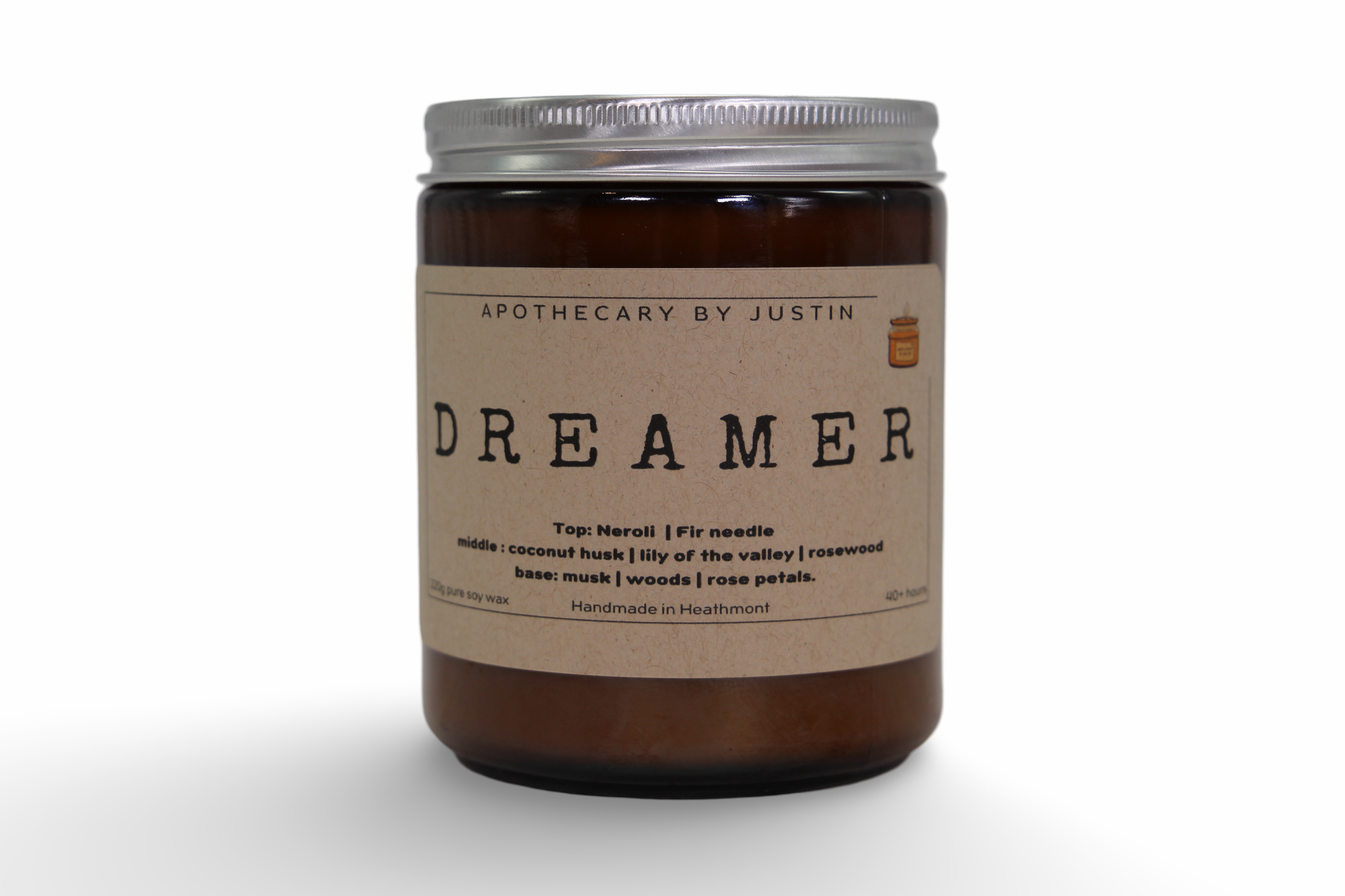 My Store musk rosewood candle in a glass jar with a simple label and natural scent blend