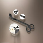 Candle care essentials Australia including wick trimmer and snuffer for perfect candle maintenance, in matt black