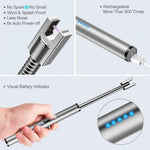 Rechargeable flexible neck lighter for home use with visual battery indicator and safety features