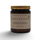 Australian-made Bibliotheca candle in an elegant glass jar