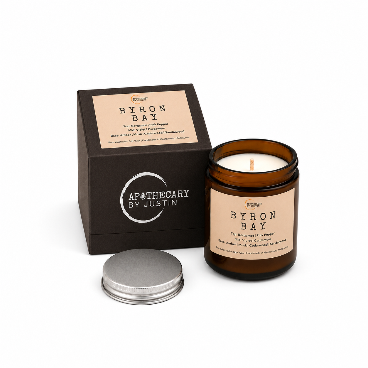 Byron Bay Candle | Sandalwood,  Amber, Musk