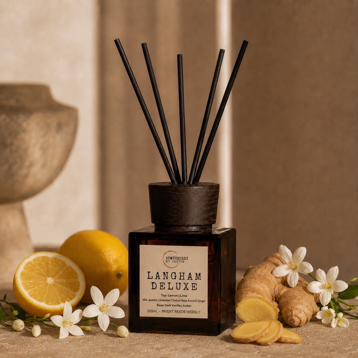 Langham Deluxe Diffuser | Citrus, green leaves, rose,  woods