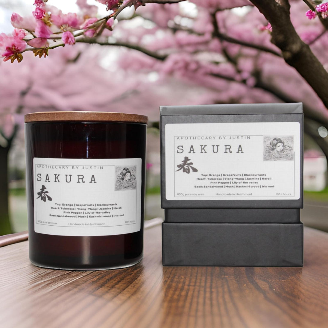 Sakura Luxury Candle – Handcrafted Soy Wax with 80-Hour Burn Time