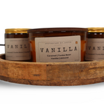 Vanilla Candles in a Rustic Tray, Offering Additive-Free Home Fragrance with Rich Scents