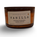 Additive-free home fragrance candle in vanilla scent with caramel and almond notes