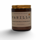 Additive-free home fragrance candle with vanilla, tonka bean, caramel, and almond scents