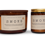 Additive-free soy wax candle in amber glass jars with woodsy scents of red fruits and green melon