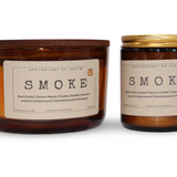 Additive-free soy wax candle in amber glass jars with woodsy scents of red fruits and green melon