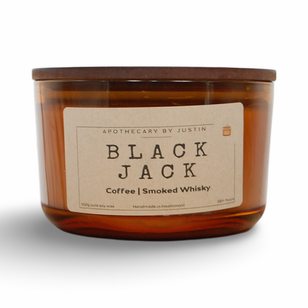 Black Jack Candle with Coffee Whiskey Home Fragrance in a stylish amber jar