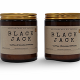 Coffee Whiskey Home Fragrance Candle in a stylish amber jar with a gold lid