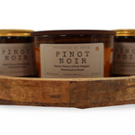 Set of My Store dark cherry fragrance candles in a wooden tray with rustic style