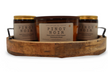 Set of My Store dark cherry fragrance candles in a wooden tray with rustic style
