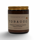 My Store hand-poured aroma candle in Tobacco scent with notes of Cardamom, Tangerine, and Vanilla