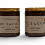 Two hand-poured aroma candles in Tobacco scent with notes of Cardamom and Jasmine