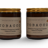 Two hand-poured aroma candles in Tobacco scent with notes of Cardamom and Jasmine