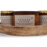 Set of Hand-Poured Aromatherapy Candles in Sahara Spice Scent with Wooden Tray for Home Fragrance