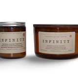 My Store handcrafted vegan candle set featuring Infinity scent in amber glass jars