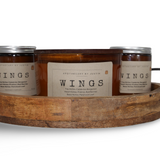 My Store handcrafted vegan candle set in a wooden tray, featuring natural scents and eco-friendly materials