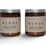 My Store handcrafted vegan candle called Wings in amber jars with natural scent notes