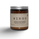 My Store handcrafted vegan candle named Wings in a glass jar with notes of bergamot and patchouli
