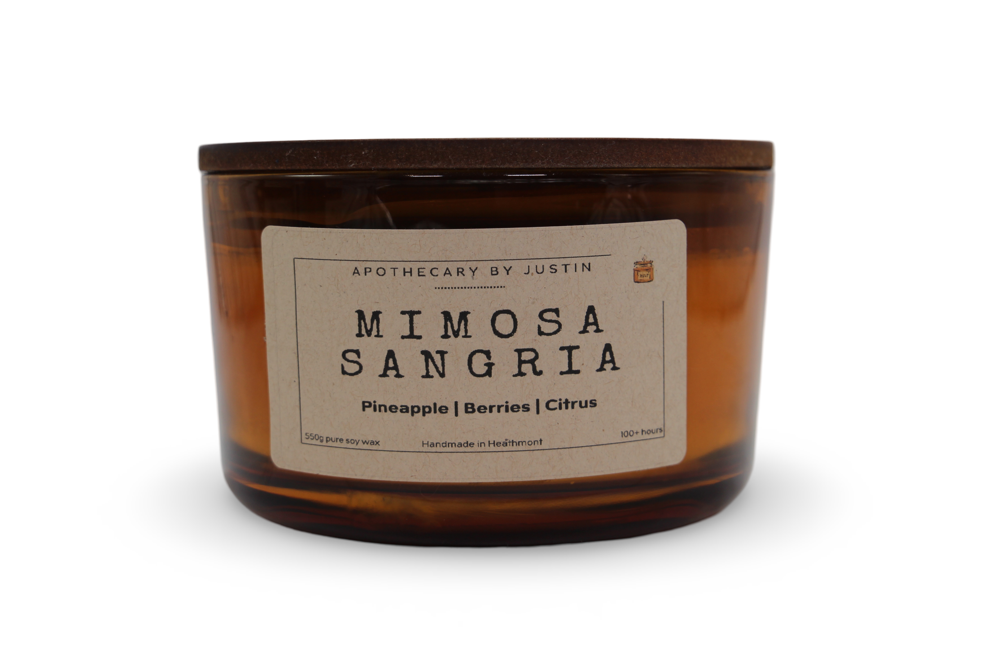 Mimosa Sangria candle online with scents of pineapple, berries, and citrus in a stylish glass jar
