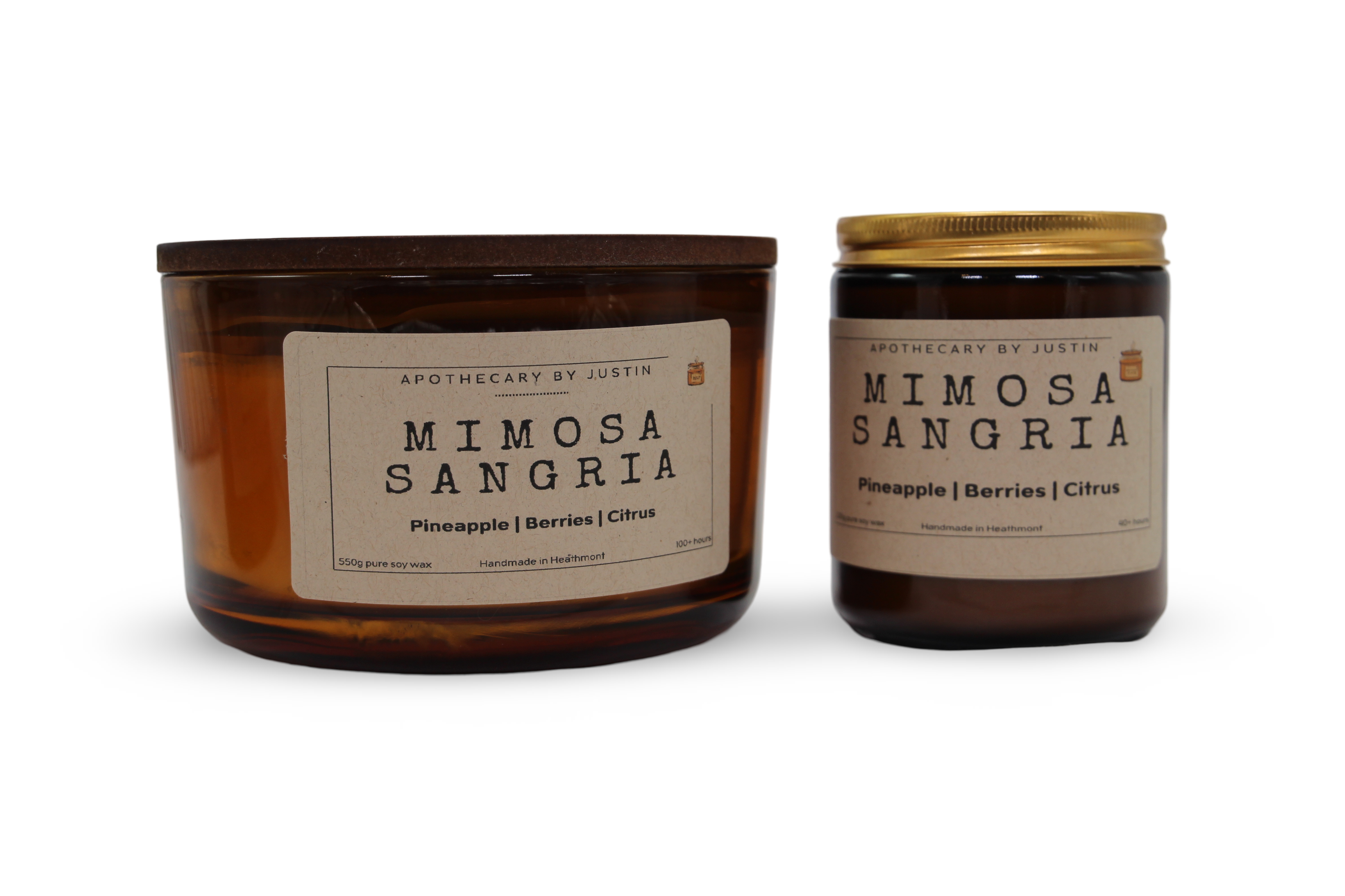 Mimosa Sangria candle online in two sizes with pineapple, berries, and citrus fragrance