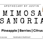 Mimosa Sangria candle online with pineapple, berries, and citrus scents, made with 220g pure soy wax