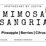Mimosa Sangria candle online with pineapple, berries, and citrus scents, made with 220g pure soy wax