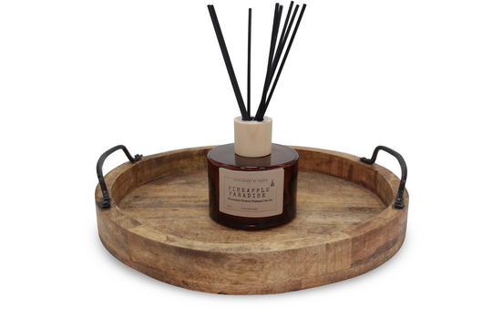 My Store Pineapple Office Fragrance Diffuser on a Wooden Tray with Reed Sticks for Aromatic Ambiance