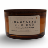 My Store Brazilian Bum Bum Candle with Coconut, Vanilla and Orange in Amber Glass for pure fragrance candles