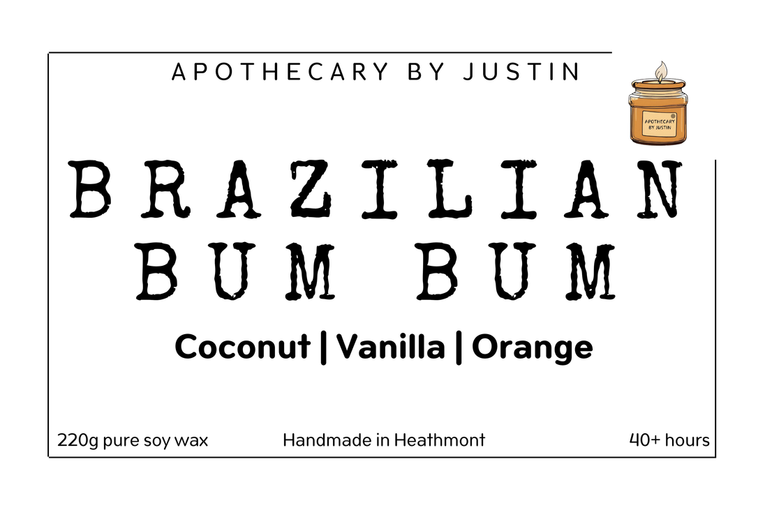 My Store Brazilian Bum Bum Candle with Coconut, Vanilla, and Orange in pure fragrance candles design