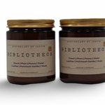My Store scented candles with free samples in Bibliotheca fragrance featuring peach, plum, peony, and violet