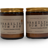 My Store Brazilian Bum Bum scented candles with free samples of coconut, vanilla, and orange fragrances