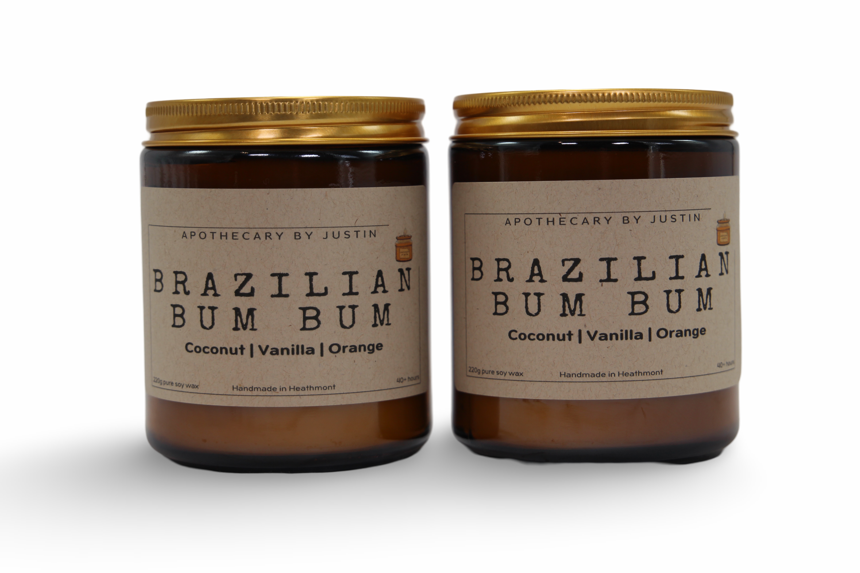 My Store Brazilian Bum Bum scented candles with free samples of coconut, vanilla, and orange fragrances