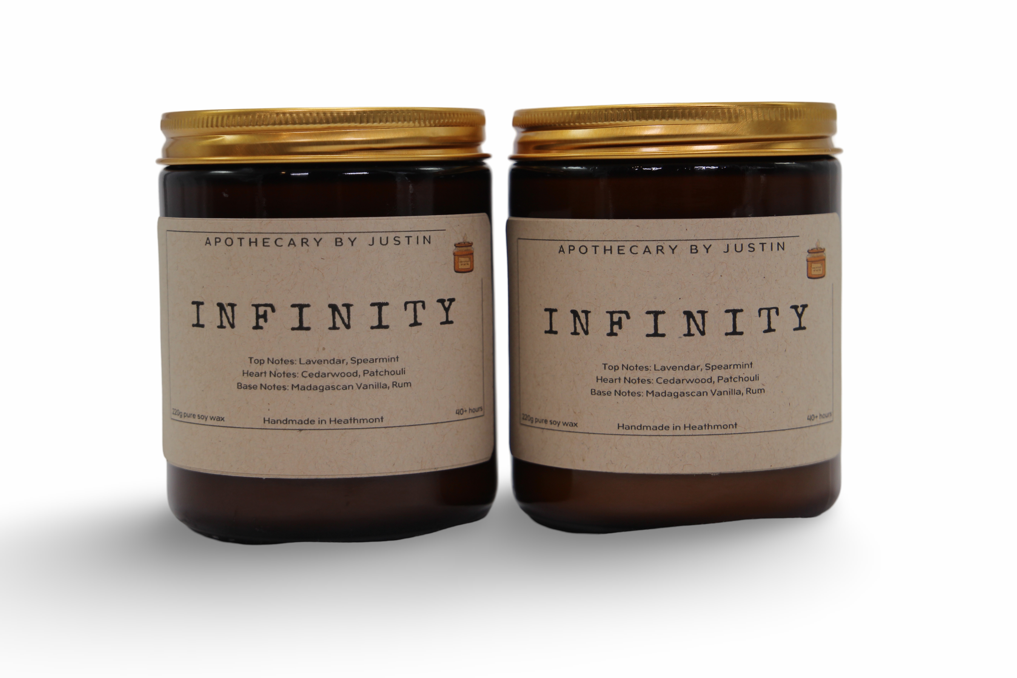 My Store scented candles with free samples in amber jars featuring decorative labels