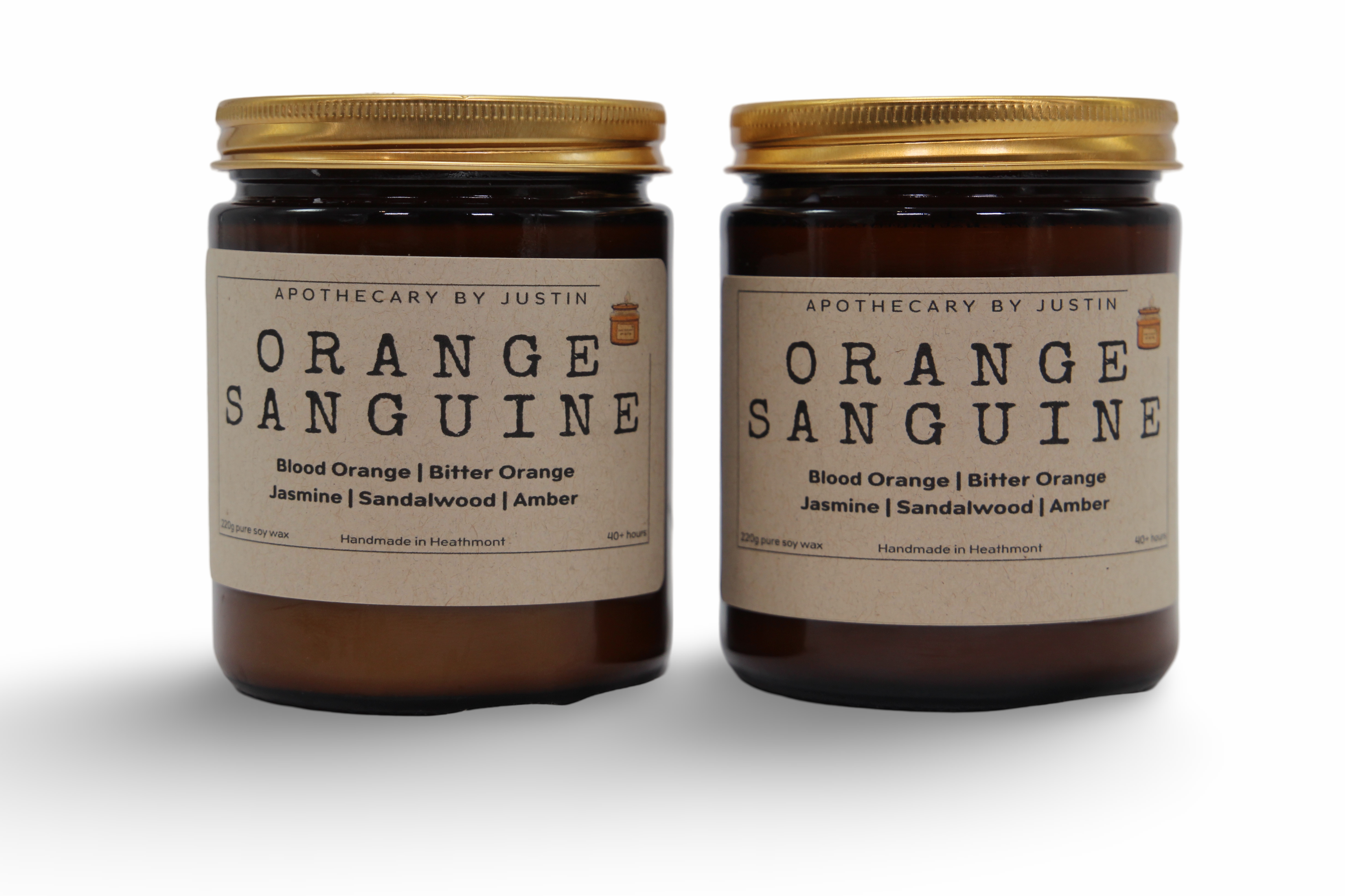 My Store Orange Sanguine Scented Candles with free samples in amber glass jars