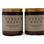 My Store Pinot Noir scented candles with free samples featuring dark cherry, pink pepper, patchouli, and musk