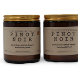 My Store Pinot Noir scented candles with free samples featuring dark cherry, pink pepper, patchouli, and musk