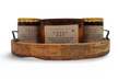 Shoal Bay aromatherapy candle trio displayed in a wooden tray with natural scents