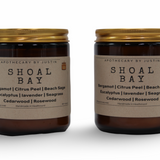 Shoal Bay aromatherapy candle in amber jar with natural fragrance blend for relaxation