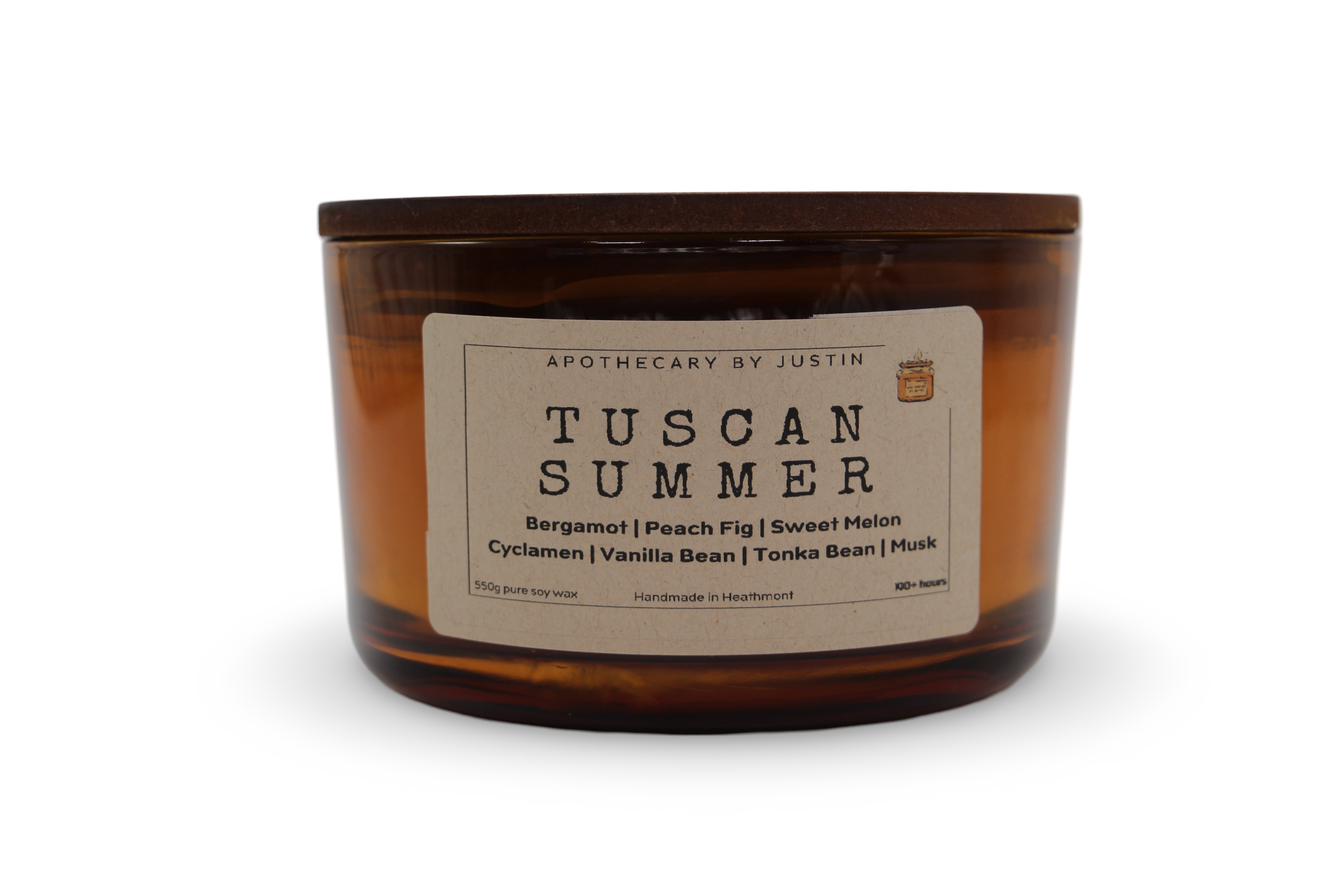 Tuscan Summer strong hot-throw candle with bergamot, peach fig, and sweet melon scents
