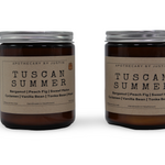 Tuscan Summer scented candles in jars featuring a strong hot-throw candle blend of bergamot and peach fig