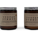 Tuscan Summer scented candles in jars featuring a strong hot-throw candle blend of bergamot and peach fig