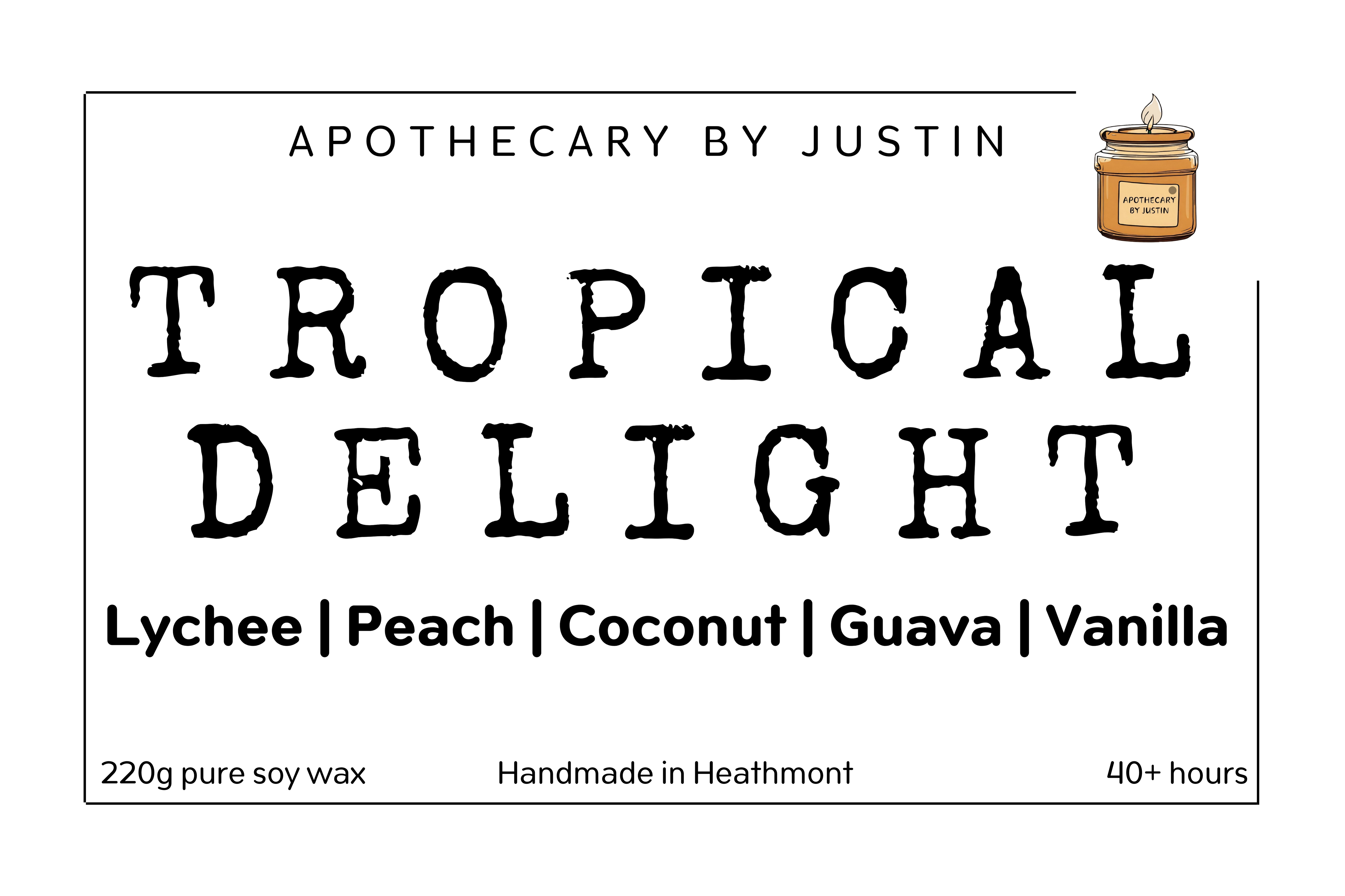 Tropical Delight Strong Hot-Throw Candles with Lychee, Peach, Coconut, Guava, Vanilla scents